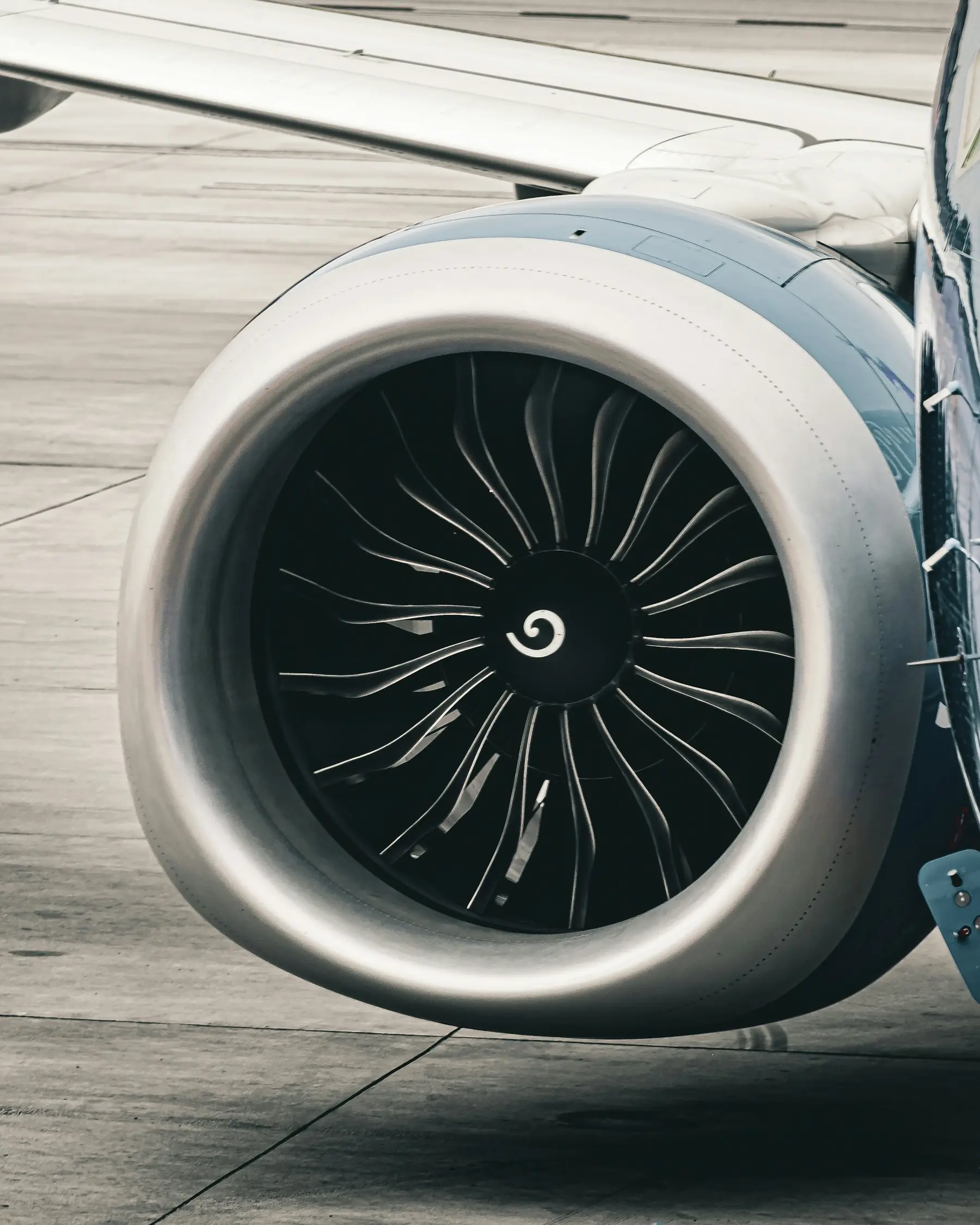 Close-up of an aircraft engine